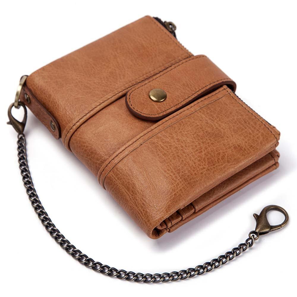 🔥Vendita limitata️🔥Portafoglio uomo con catena in pelle vacchetta antimagnetica: lusso e praticità